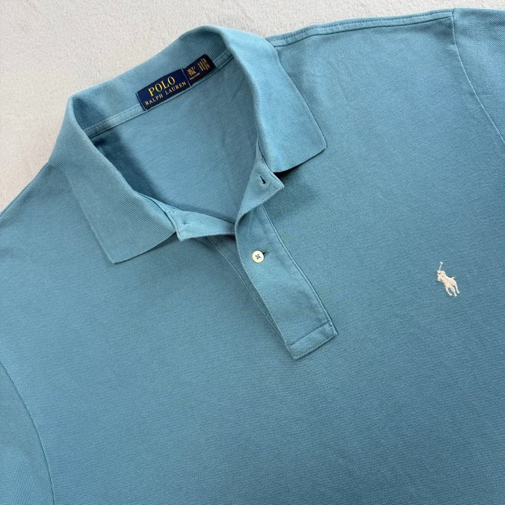 Polo Ralph Lauren Polo Shirt Mens XLT Blue Pique Pony Logo Tall Summer Wear